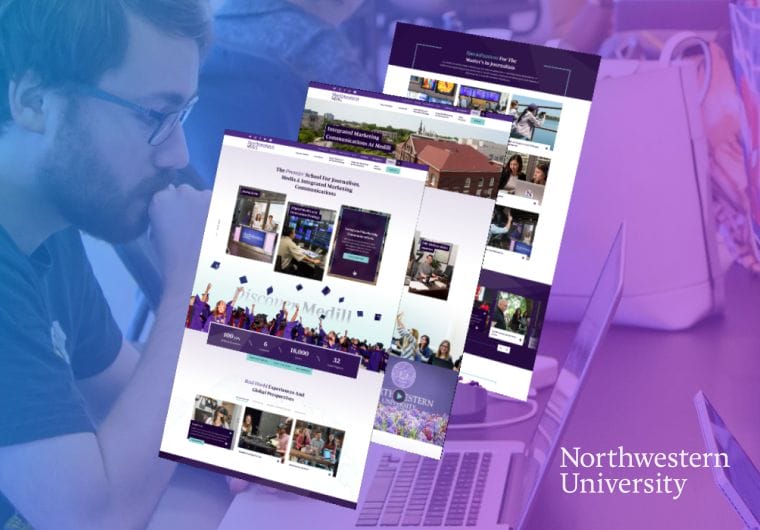 Three stacked images of Northwestern University's website design
