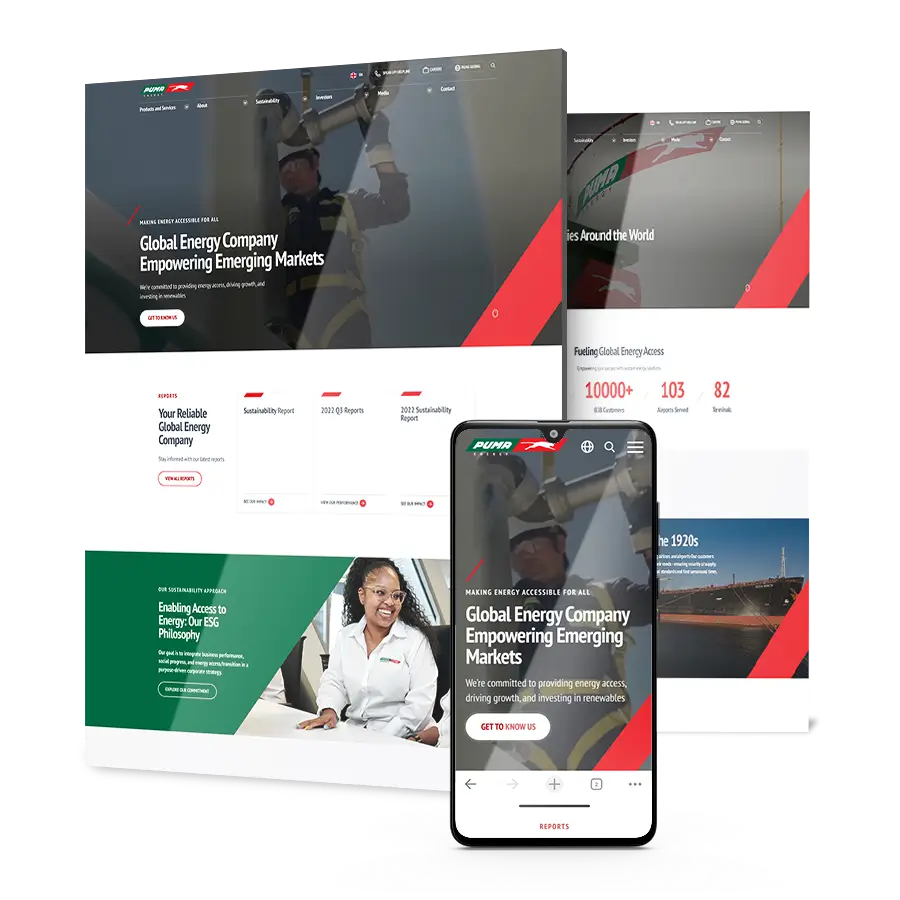 A collage of Puma Energy website redesign screenshots