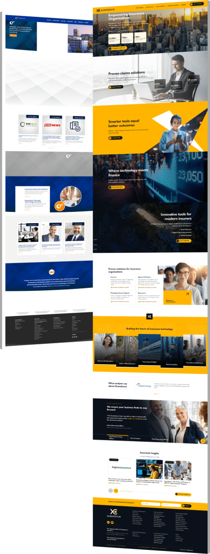 Before and after screenshots of Xceedance's website