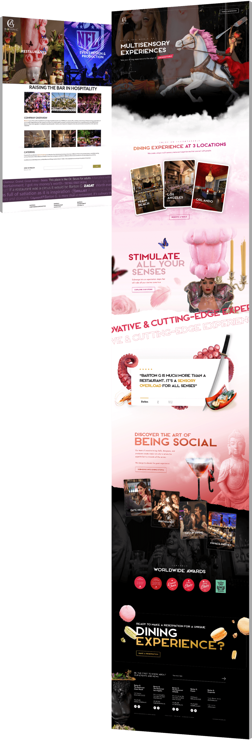Image showing the before and after of Barton G's website design