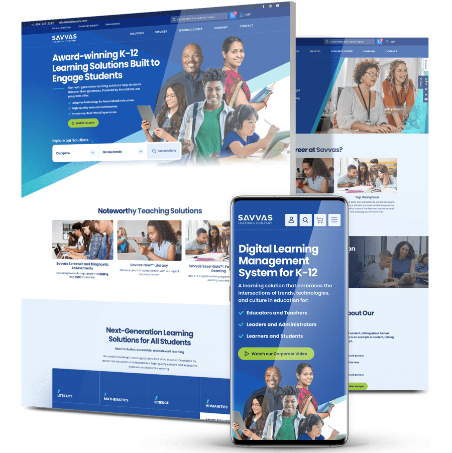 Savvas website collage