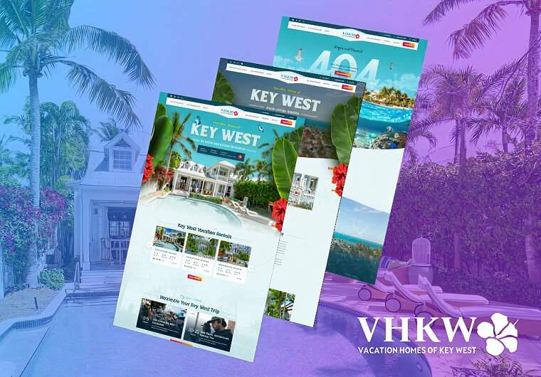 Vacation Homes of Key West portfolio image featuring responsive website design layouts that showcase luxury vacation rentals, tropical destinations, and an intuitive property browsing experience.
