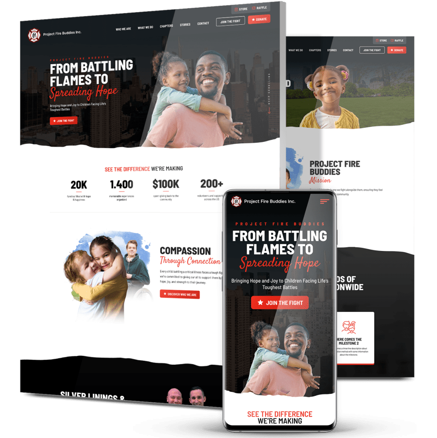Image showing Project Fire Buddies' website on desktop and mobile