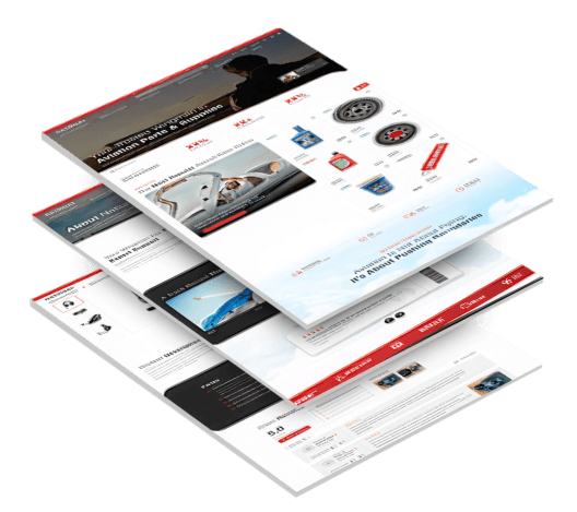 Three stacked images of ShadePro's website design