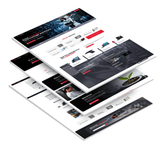 Three stacked images of VarData's website design