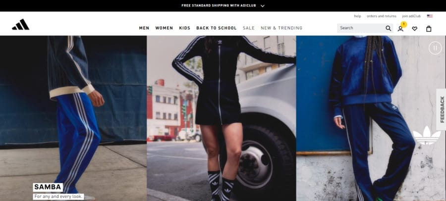 Adidas website screenshot