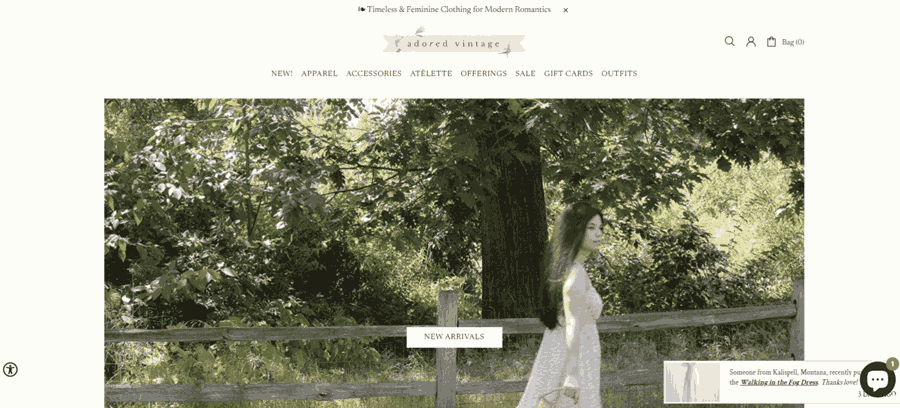 Adored Vintage website screenshot