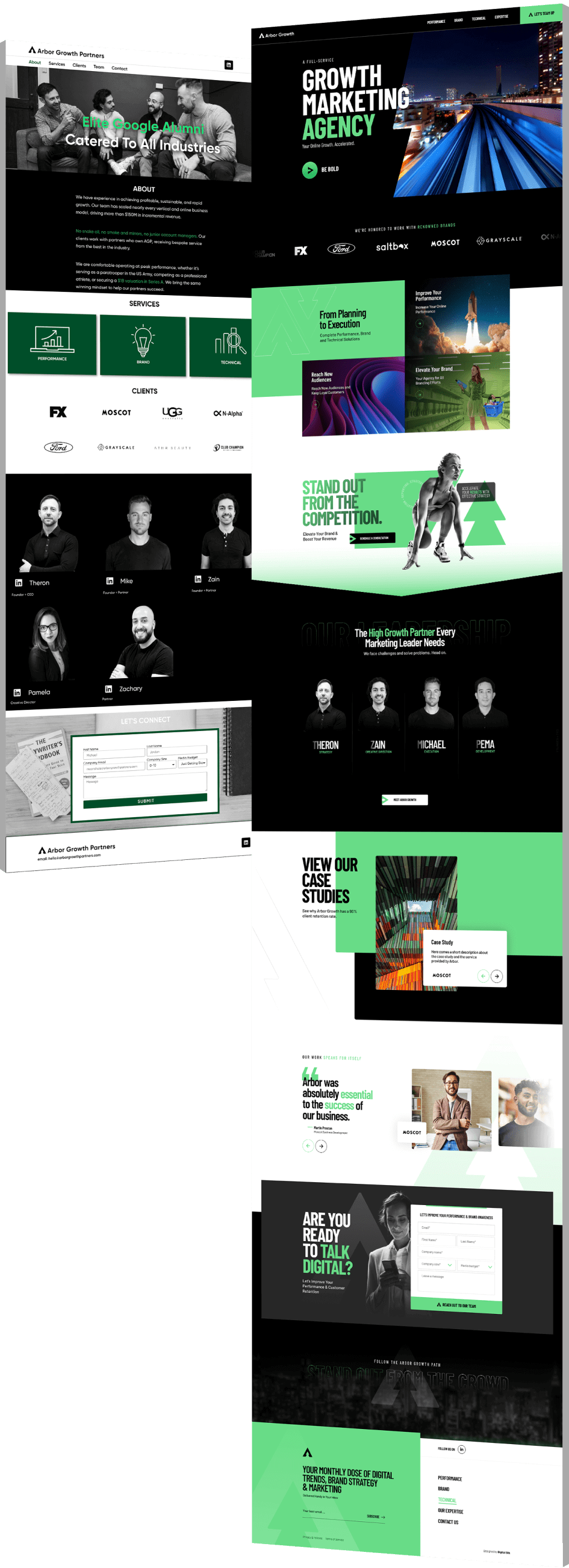 Image showing the before and after of Arbor Growth's website design