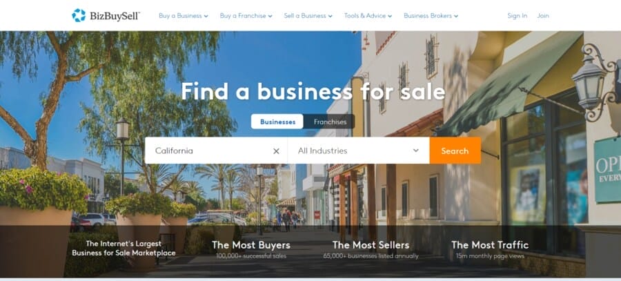 BizBuySell website screenshot