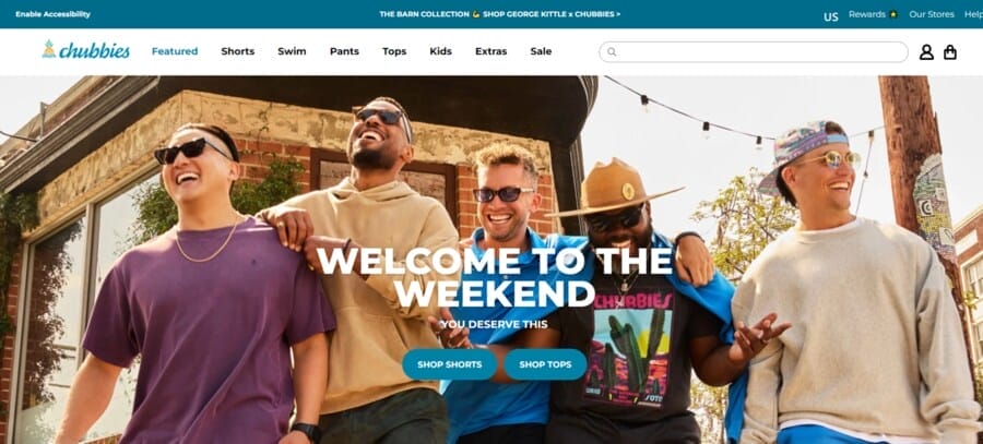 Chubbies website screenshot