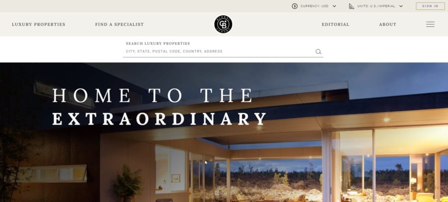 Coldwell Banker Global Luxury website screenshot
