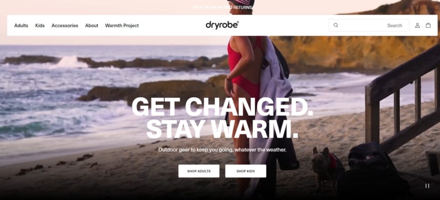 DryRobe website screenshot