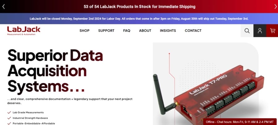 LabJack website screenshot