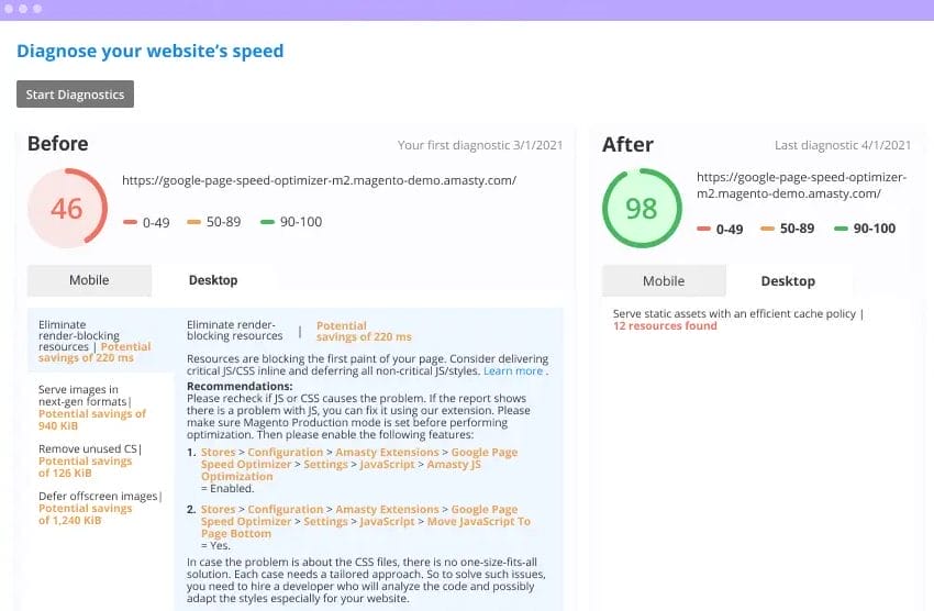 Screenshot of Google Page Speed Optimizer Pro tool in action