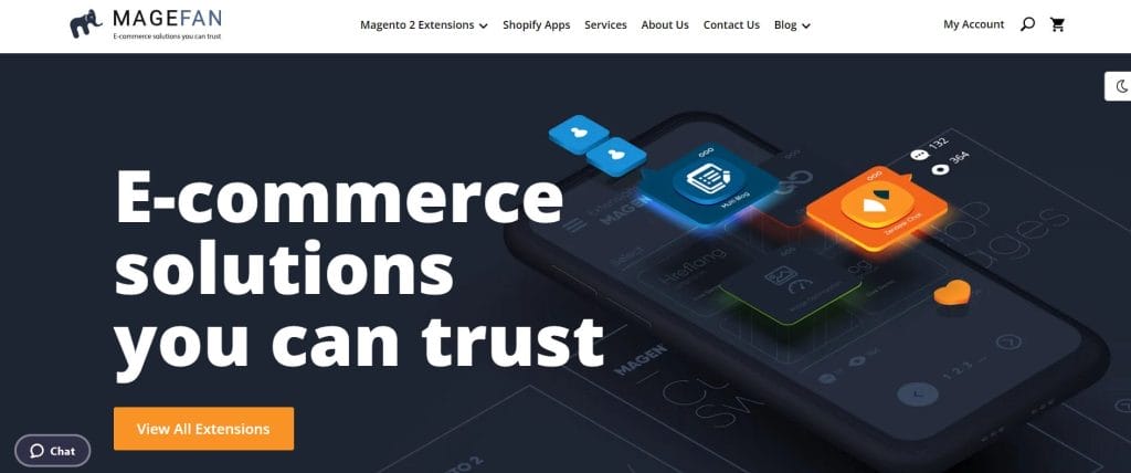 Screenshot of MageFan's website homepage