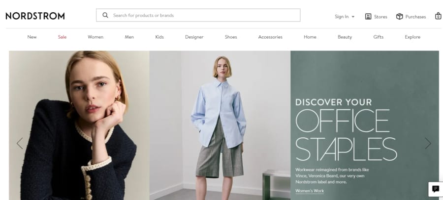 Nordstrom website screenshot