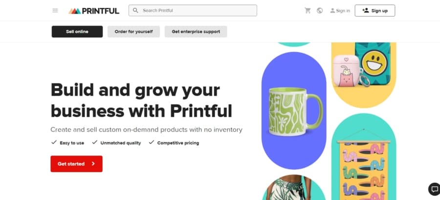 Printful website screenshot