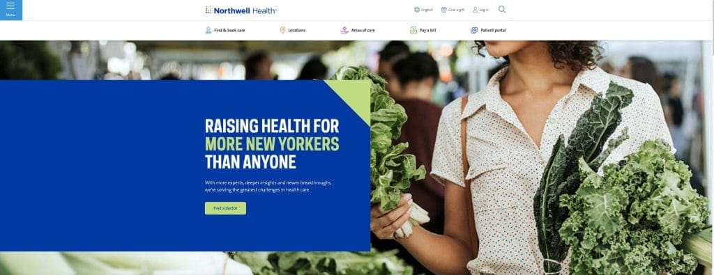 Northwell Health homepage screenshot