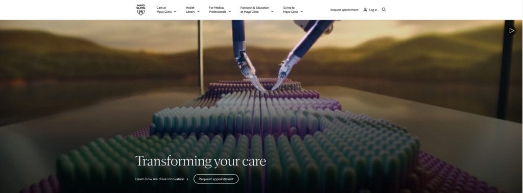 Mayo Clinic homepage screenshot