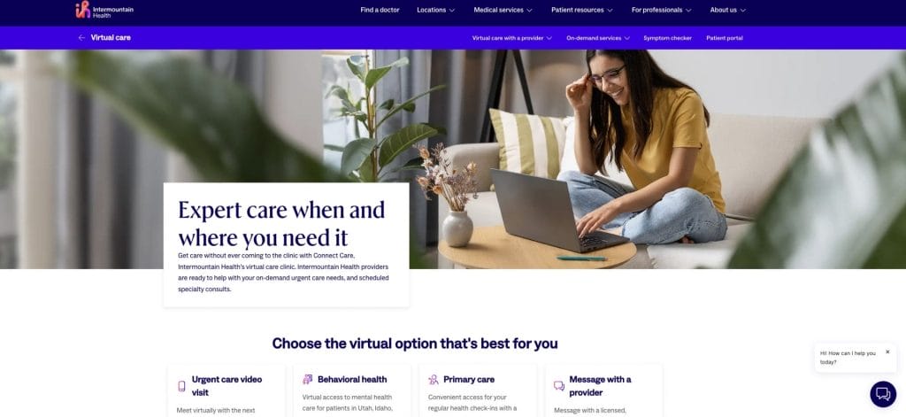 Intermountain Healthcare homepage screenshot