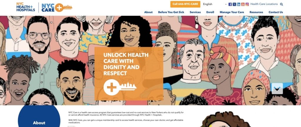 NYC Health + Hospitals website screenshot