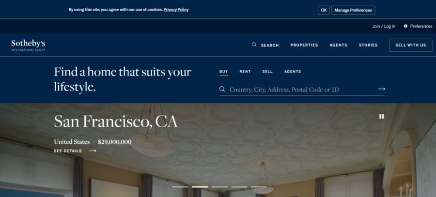 Sotheby’s International Realty website screenshot
