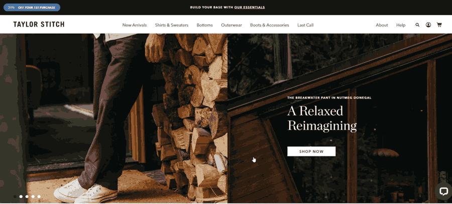 Taylor Stitch website screenshot