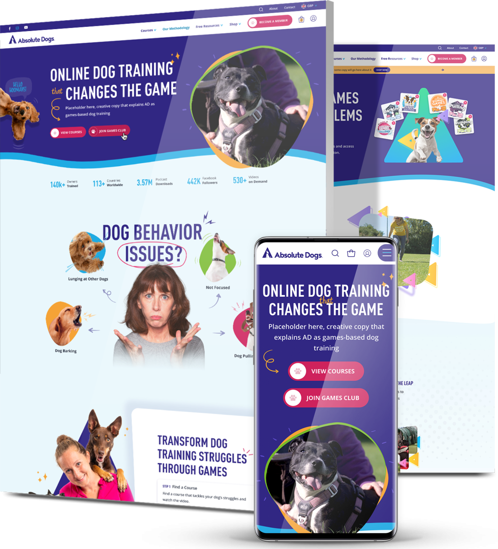 Absolute Dogs website as one of the best web design projects