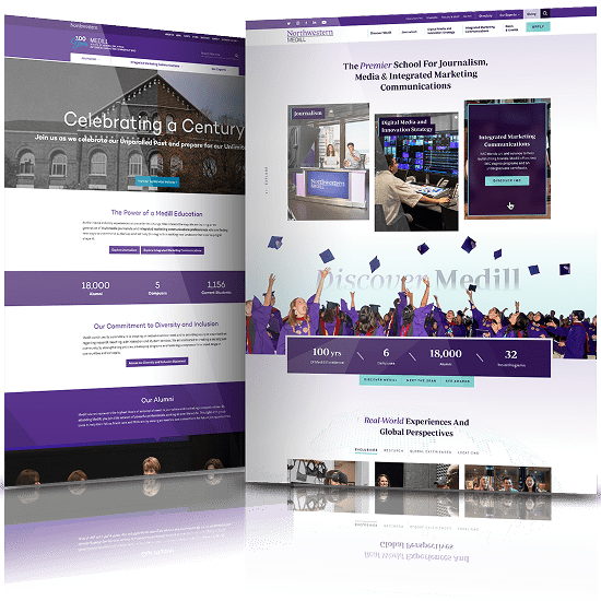 University website before and after redesign highlighting cleaner layout, modern typography, and improved content organization