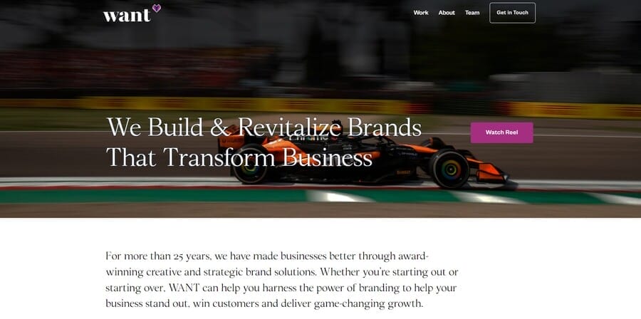 Want Branding website screenshot
