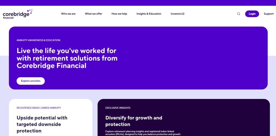 Corebridge Financial website screenshot