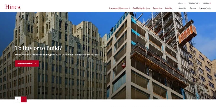 Hines website screenshot
