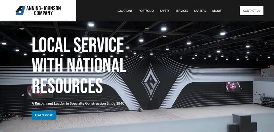 Anning-Johnson Company website screesnshot