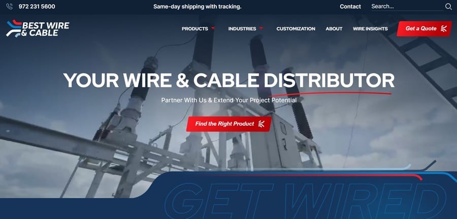 Best Wire and Cable website screenshot