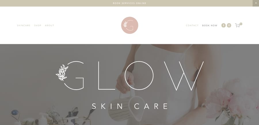 Glow Skincare and Beauty website screenshot