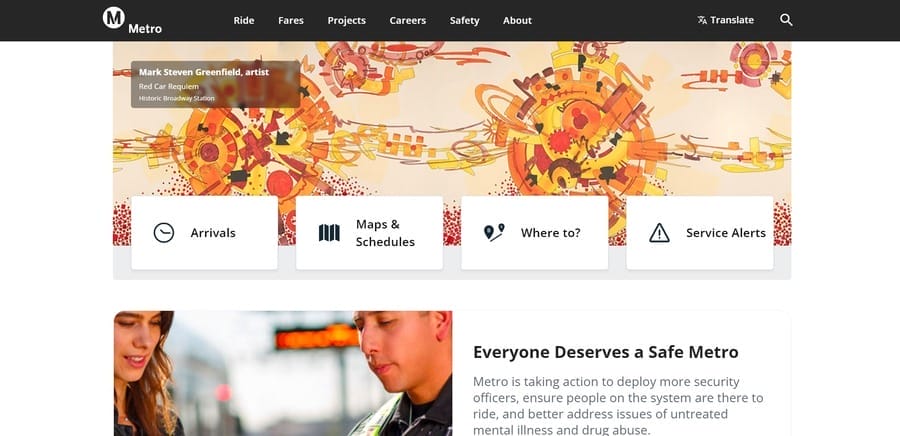 Metro Los Angeles website screenshot