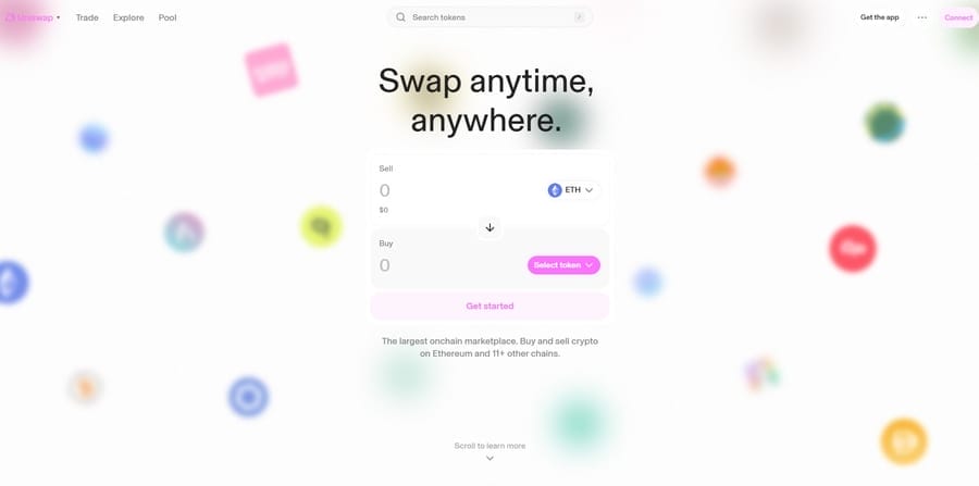 UniSwap website screenshot