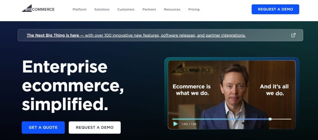 BigCommerce's website homepage