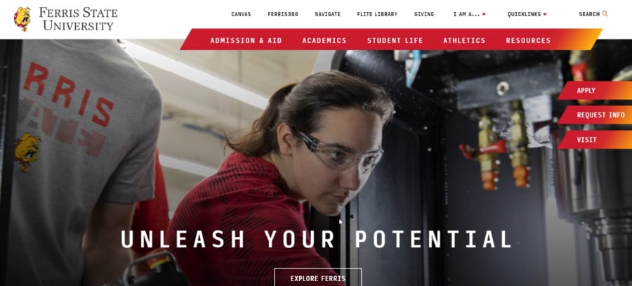 Ferris State University website screenshot