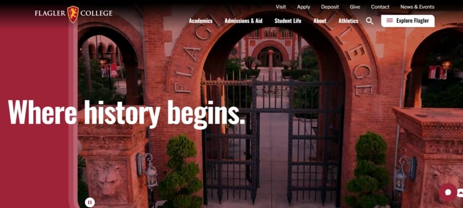 Flagler College website screenshot