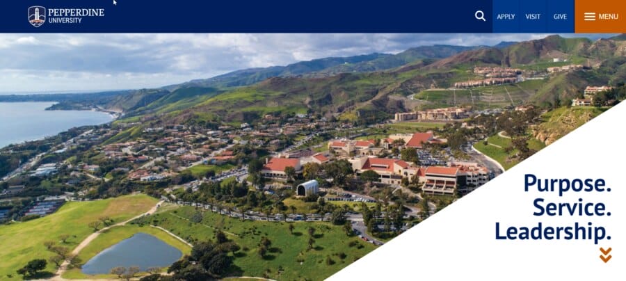 Pepperdine University website screenshot