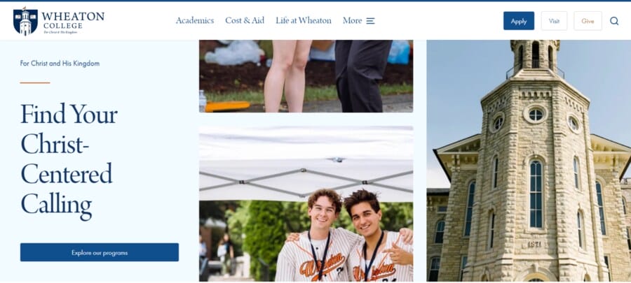 Wheaton College website screenshot