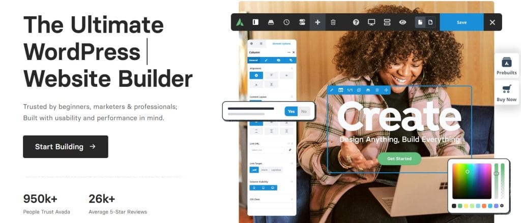 Avada WordPress theme in action