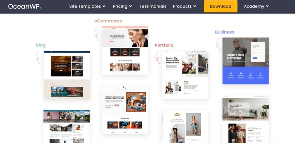 OceanWP website homepage