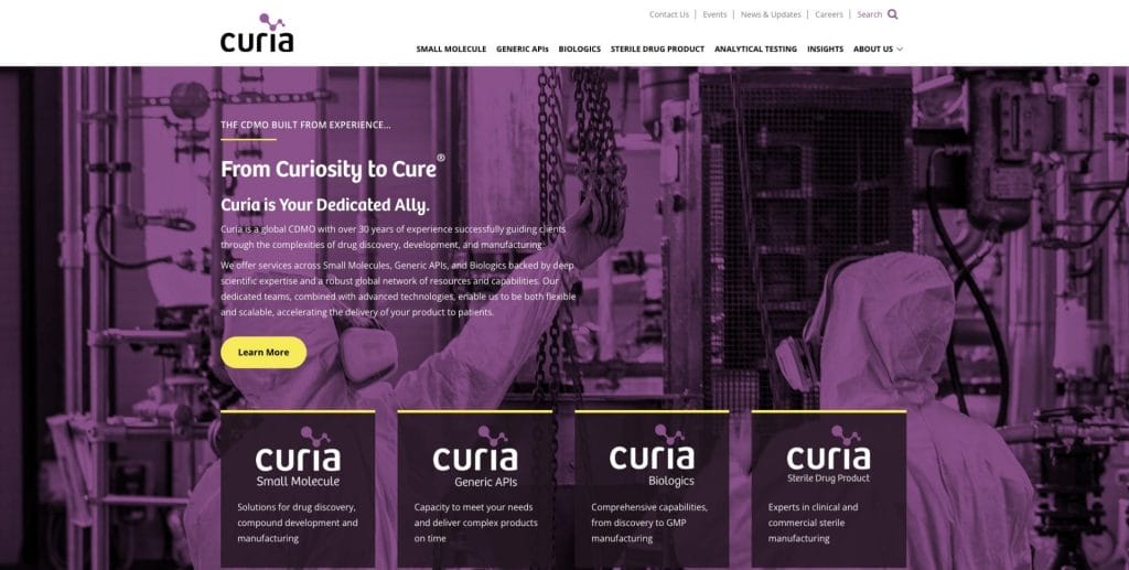 Curia homepage screenshot