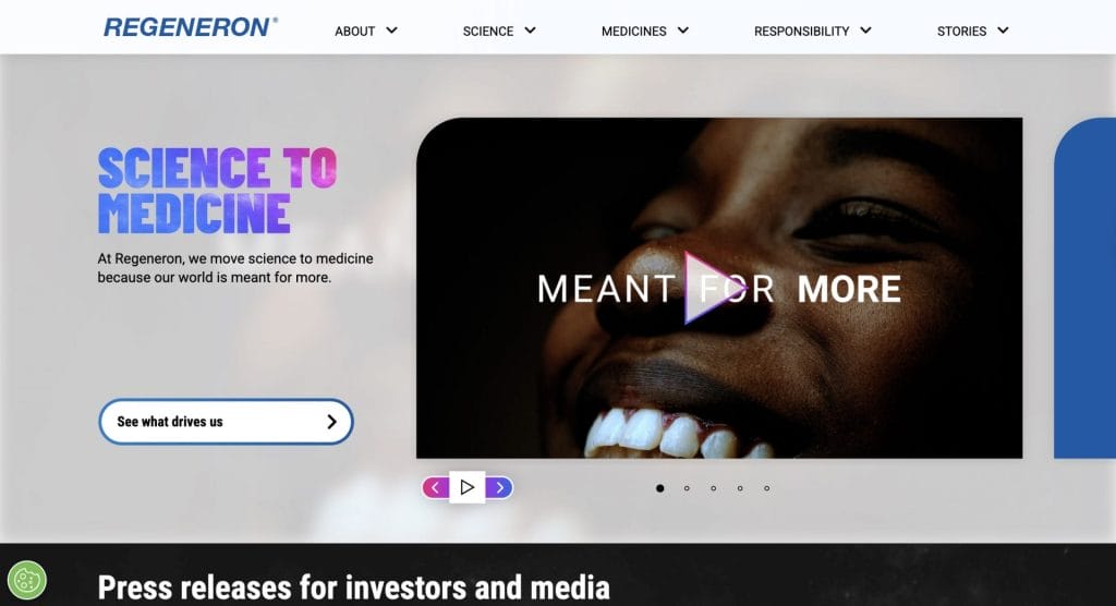 Regeneron homepage screenshot