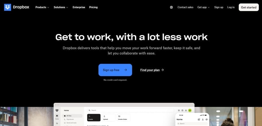 Dropbox website screenshot