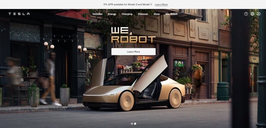 Tesla website screenshot
