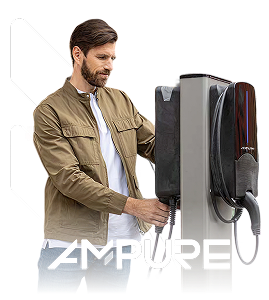 Man using electric vehicle charger