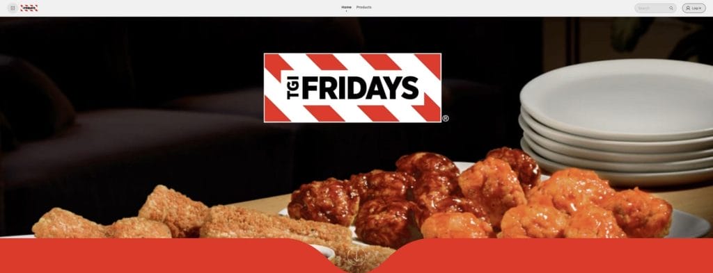 Kraft Heinz' homepage with an image of fried chicken and a TGI Fridays logo on it. 
